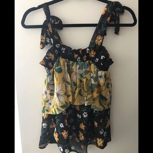 Multi Floral Print Tank Blouse